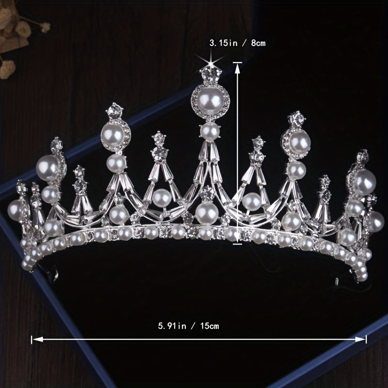 Girls Crown Wedding Dress Beads Rhinestone Three piece Bridal Jewelry Set