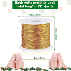 22 Yards Metallic Cord Tinsel Rope for Crafting Jewelry Wrapping Ribbons