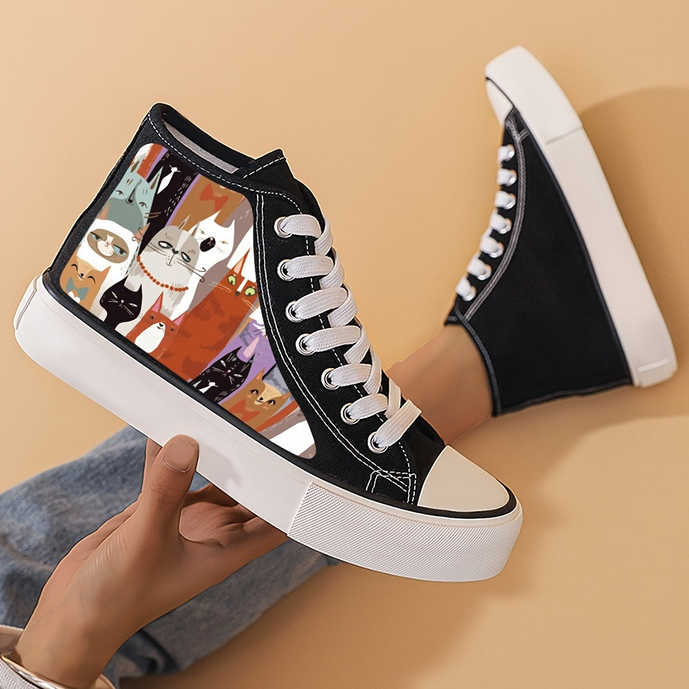 Girl's High Top Cats Skate Shoes Comfy Non Slip Casual Lace Up Sneakers
