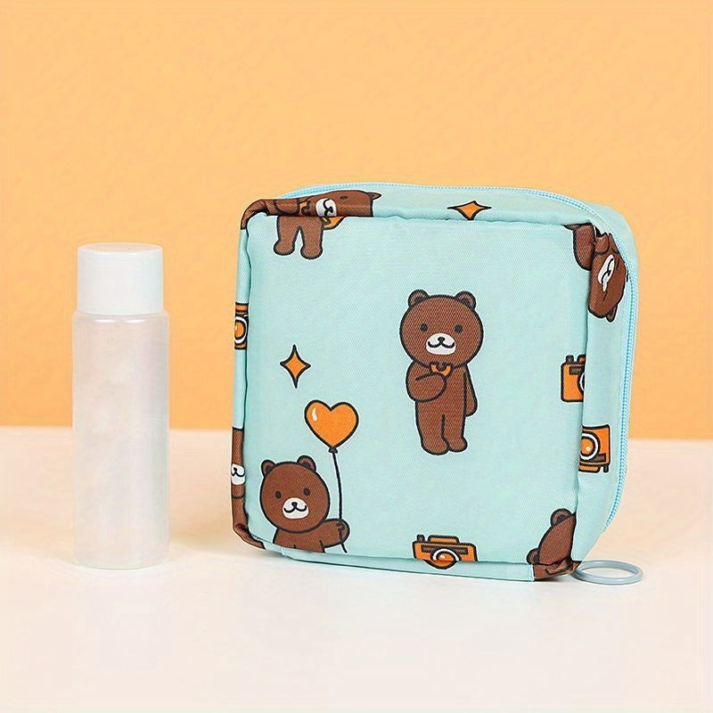 Cartoon Pattern Storage Pouch Zipper Sanitary Napkin Bag