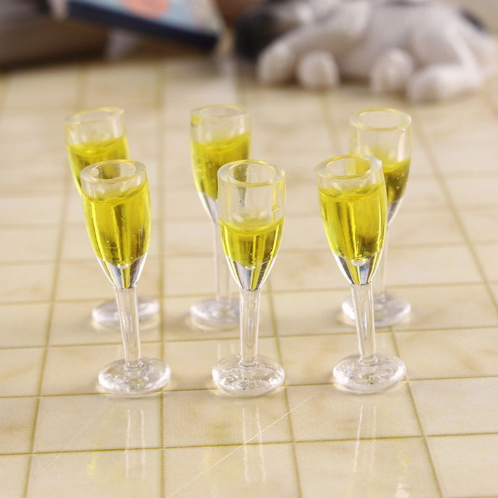 5pcs 1:12 Scale Cocktail Glasses Yellow Plastic Dollhouse Accessories
