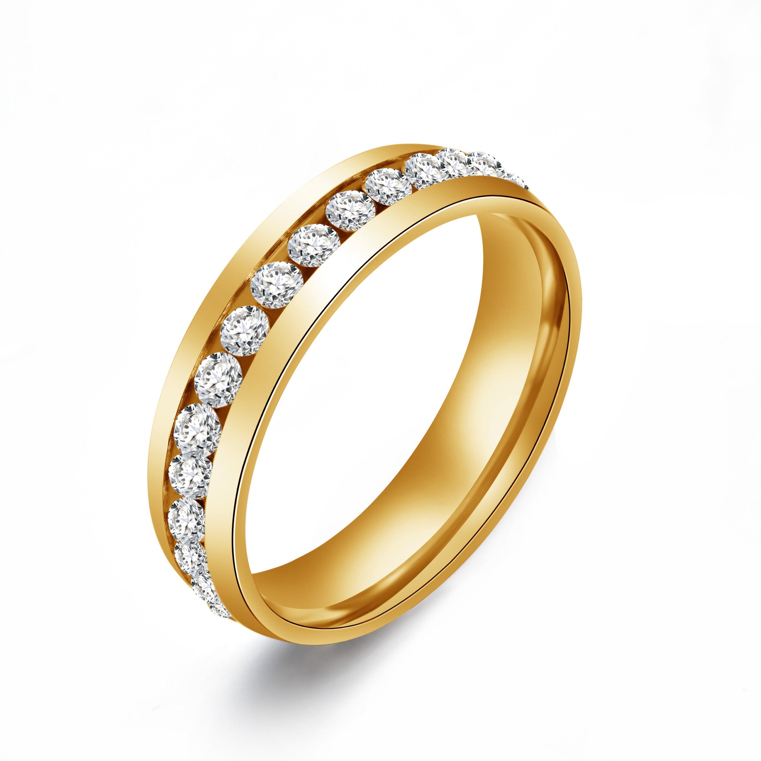 Silver Wedding Rings For Men Women 6mm Plain Circle Zircon Jewelry