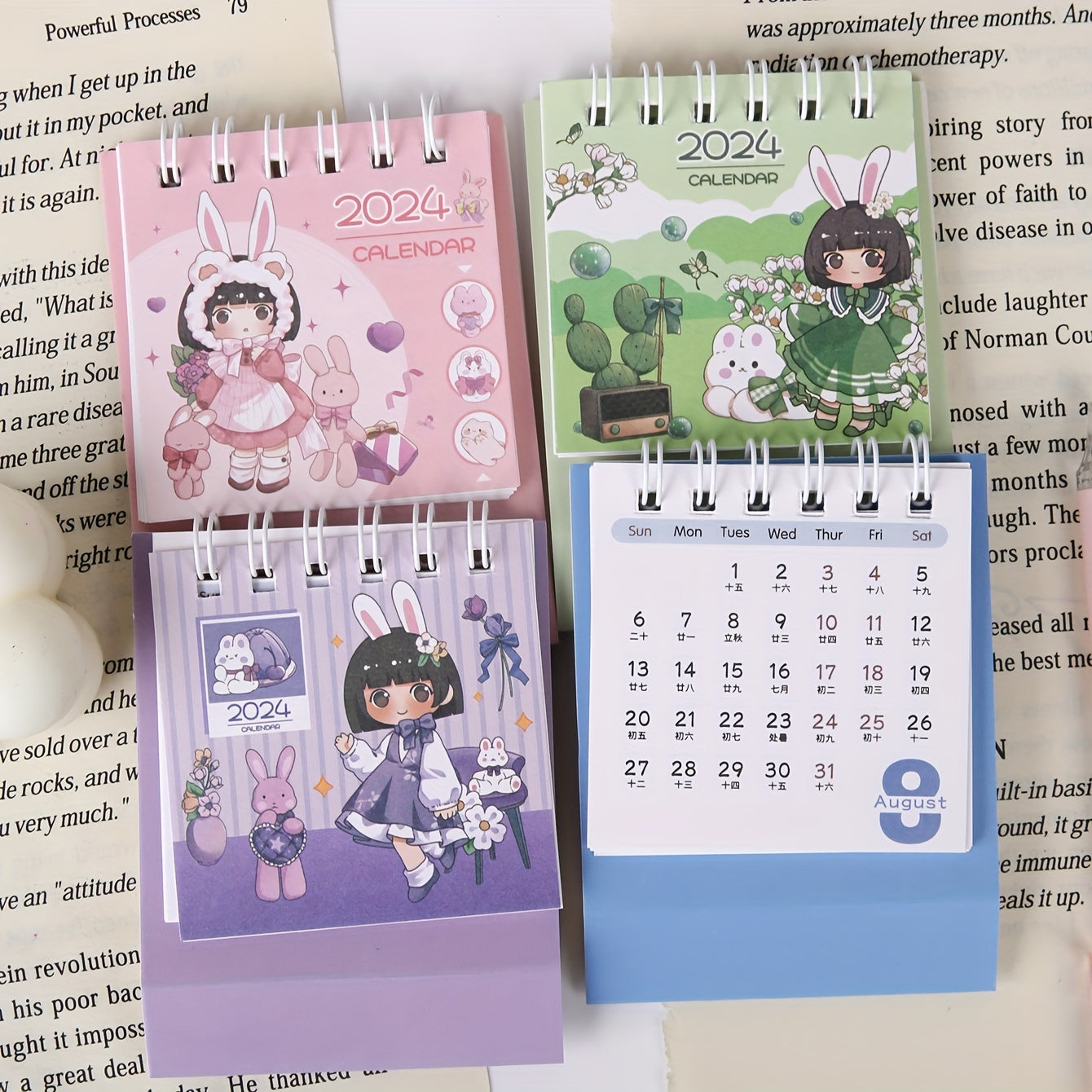 Cartoon Girl Mini Desktop Calendar - Small Rice Grains Series