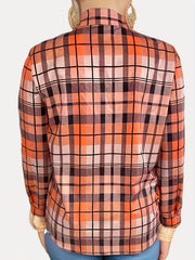  Plaid Print Long Sleeve Button Up Shirt Top