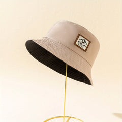 Wild Life Label Bucket Hat Solid Cotton Sunshade Basin Hat Casual Fisherman Cap