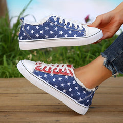 Women's Star Pattern Canvas Shoes Low Top Sneakers