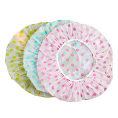 3-pc Waterproof Shower Cap w/ Elastic Band, Flower Print - Salon & Spa Use