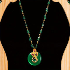 Handcrafted Simulated Jade Peacock Pendant Necklace - Good Luck Gift