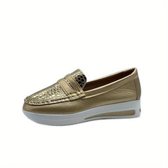 Women's Platform Slip-on Loafers Round Toe Soft Sole Shoes