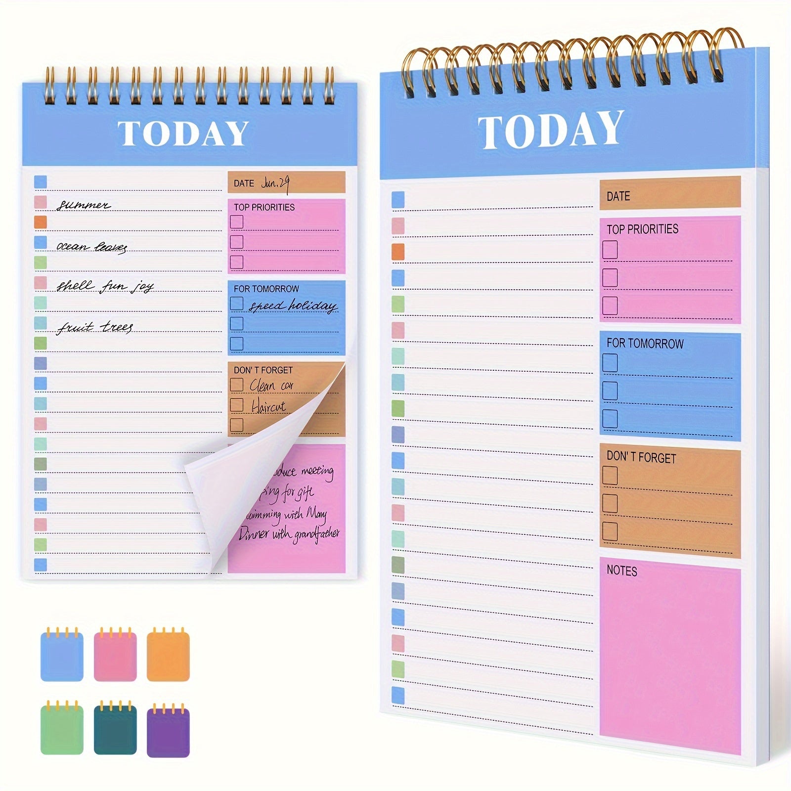 English Sticky Note Coil Notebook Planning Diary Weekly Plan