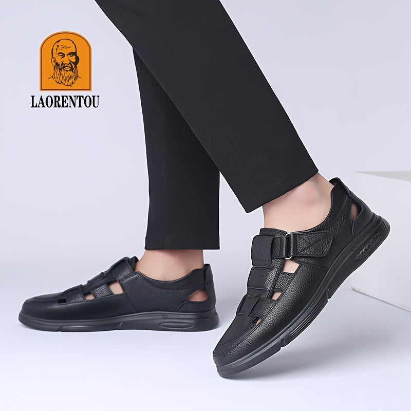Men Leather Breathable Hollow Out Sandals Non Slip Summer Shoes