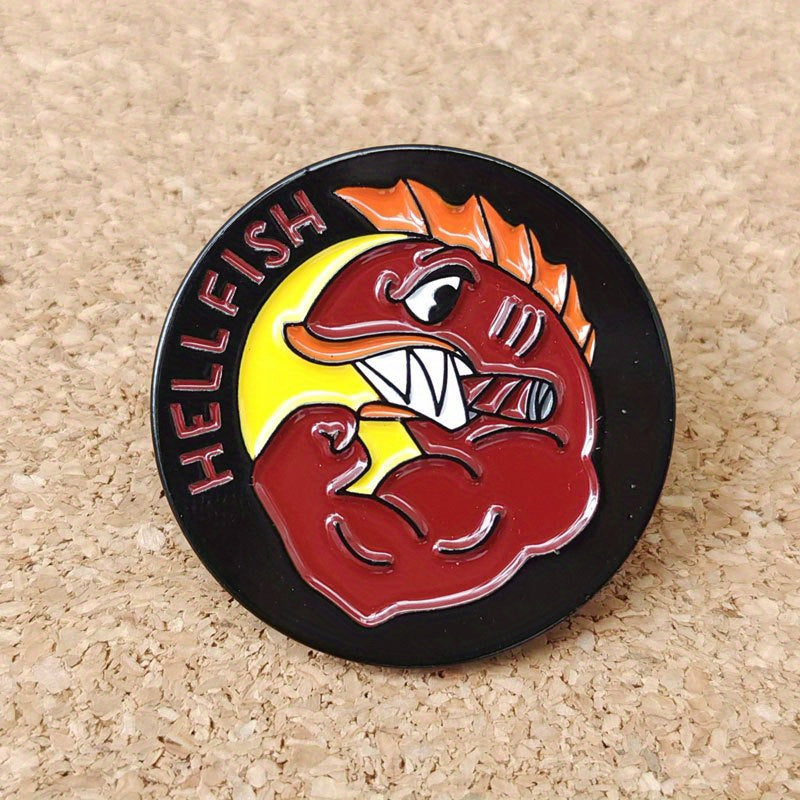 10pcs Hellfish Metal Badge Cartoon Fish Brooch School Bag Clothing Pin