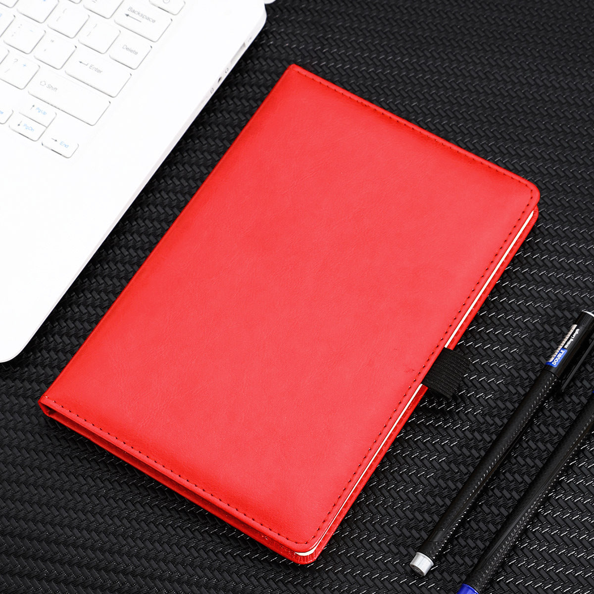 A5 Leather Cover Notepad Elastic Pen Ring Business Journal