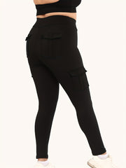  High Rise Skinny Fitness Leggings With Flap Pockets