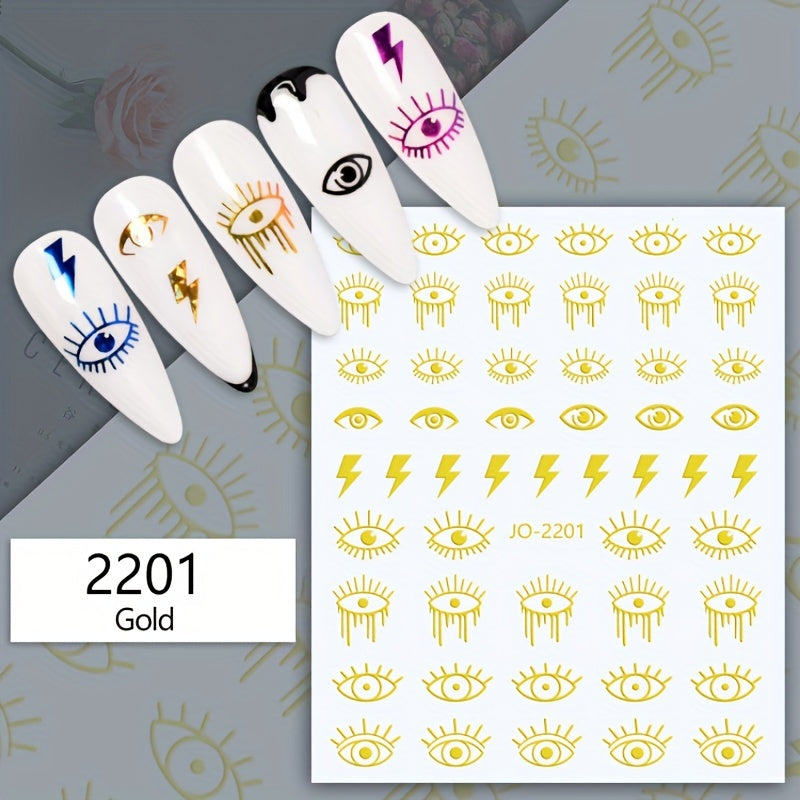 3D Evil Eye Nail Art Stickers Self Adhesive Decals for Manicure