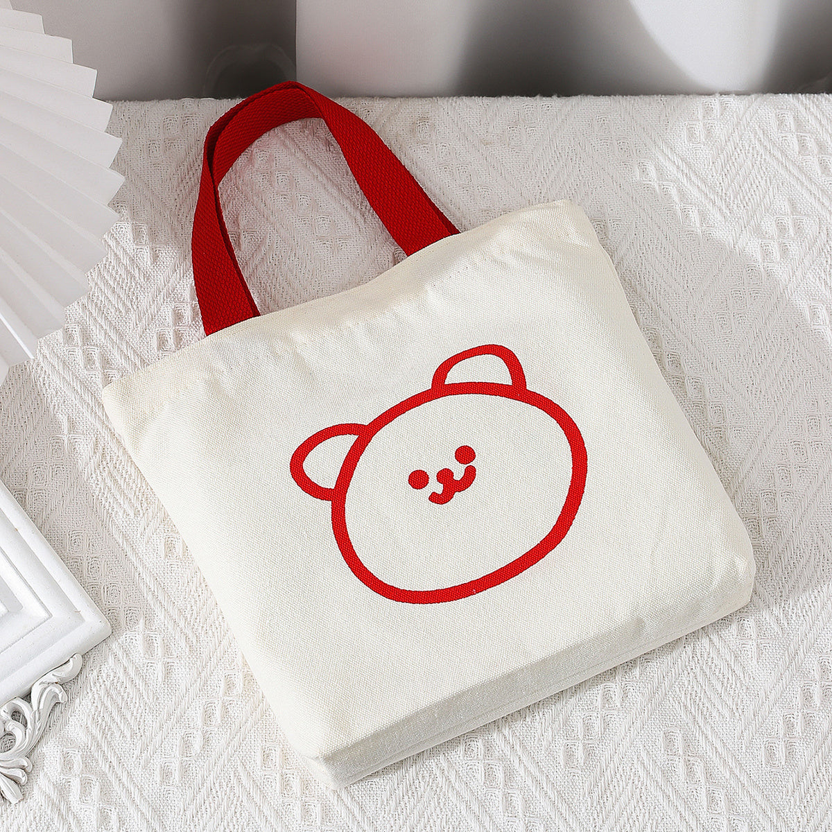 Cartoon Bear Handbag Lunch Box Bag Handle Canvas Bag