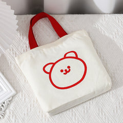 Cartoon Bear Handbag Lunch Box Bag Handle Canvas Bag