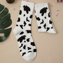 Cow Spot Print Socks Women's Stockings