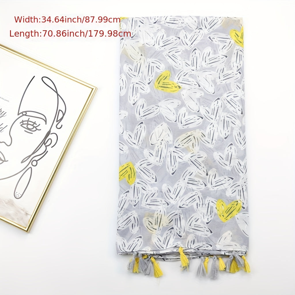 Graffiti Butterfly Print Tassel Scarf Shawl for Women