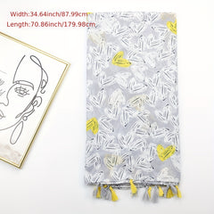 Graffiti Butterfly Print Tassel Scarf Shawl for Women