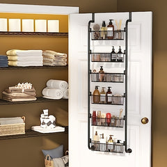 6 Tier Over Door Pantry Storage Organizer with 6 Baskets