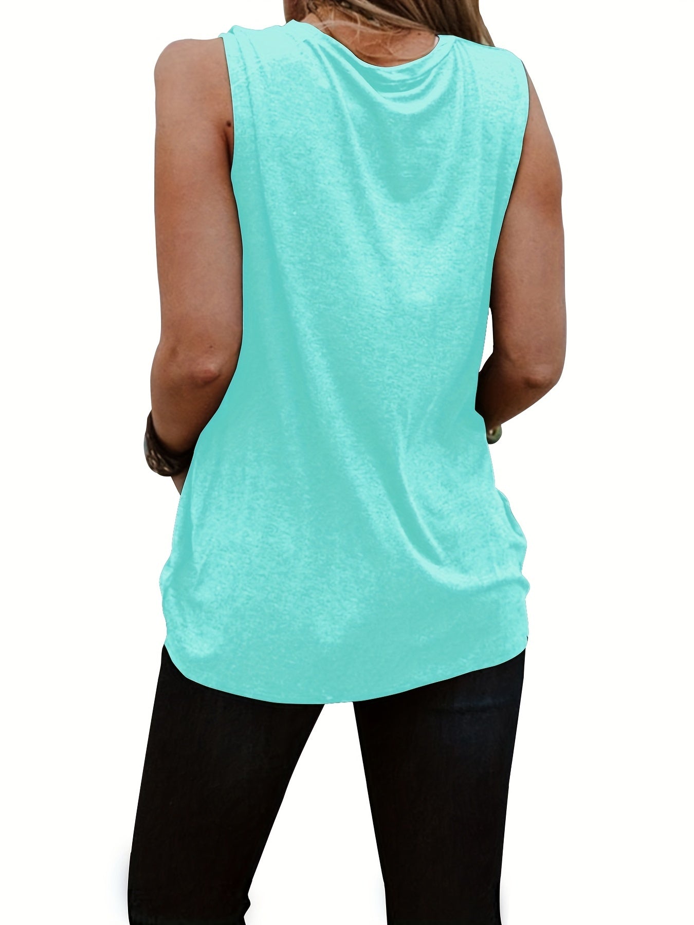 Be Real Letter Print Tank Top Casual Scoop Neck Sleeveless Tank Top