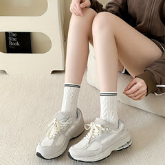 4 Pairs Striped Mid Tube Socks Women's Stockings