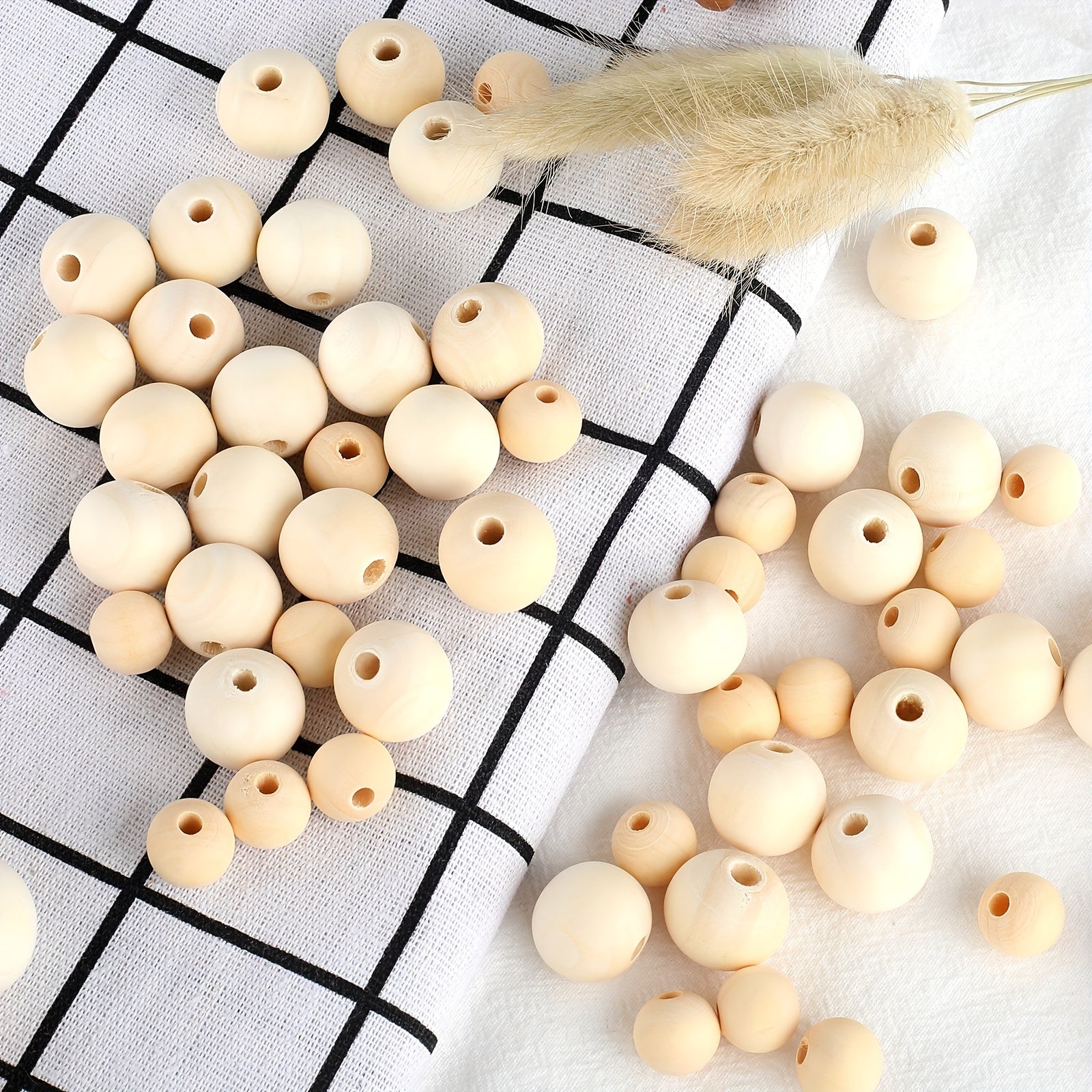 500pcs 10mm Natural Wooden Beads Unprocessed Round Spacer Beads DIY Crafts