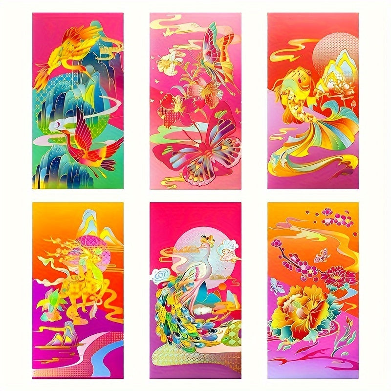 6pcs Red Envelopes Set Dragon Design Wedding Birthday Blessing