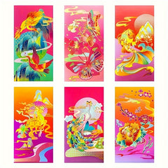 6pcs Red Envelopes Set Dragon Design Wedding Birthday Blessing