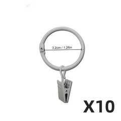 10pcs Metal Snap Ring Clips for Hanging Curtain Shower Curtain Hook Clips