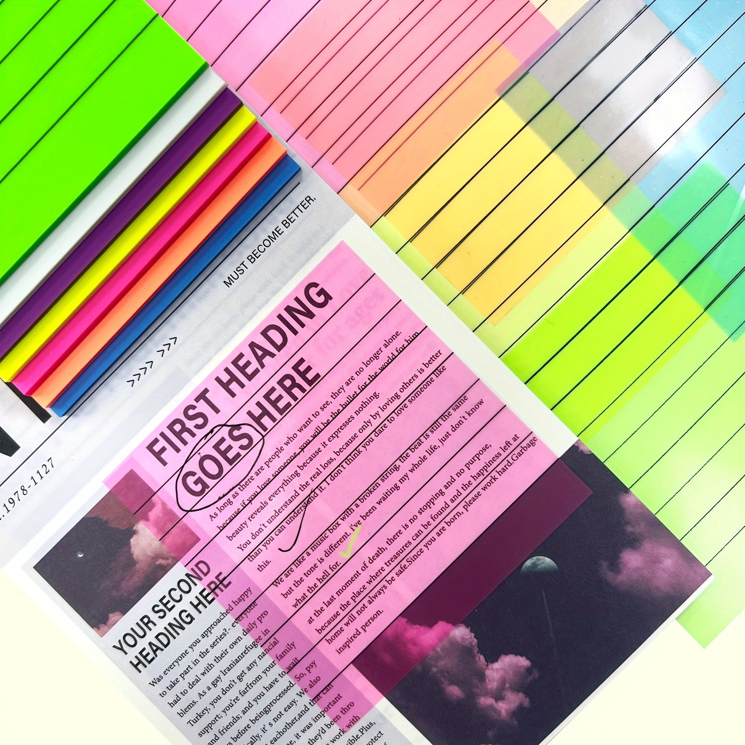 350 Sheets Transparent Lined Sticky Notes Clear Waterproof Self Sticky Notes