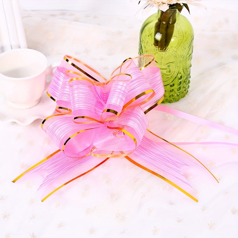 10pcs Drawstring Ribbon Bows for Gifts, Weddings, Christmas