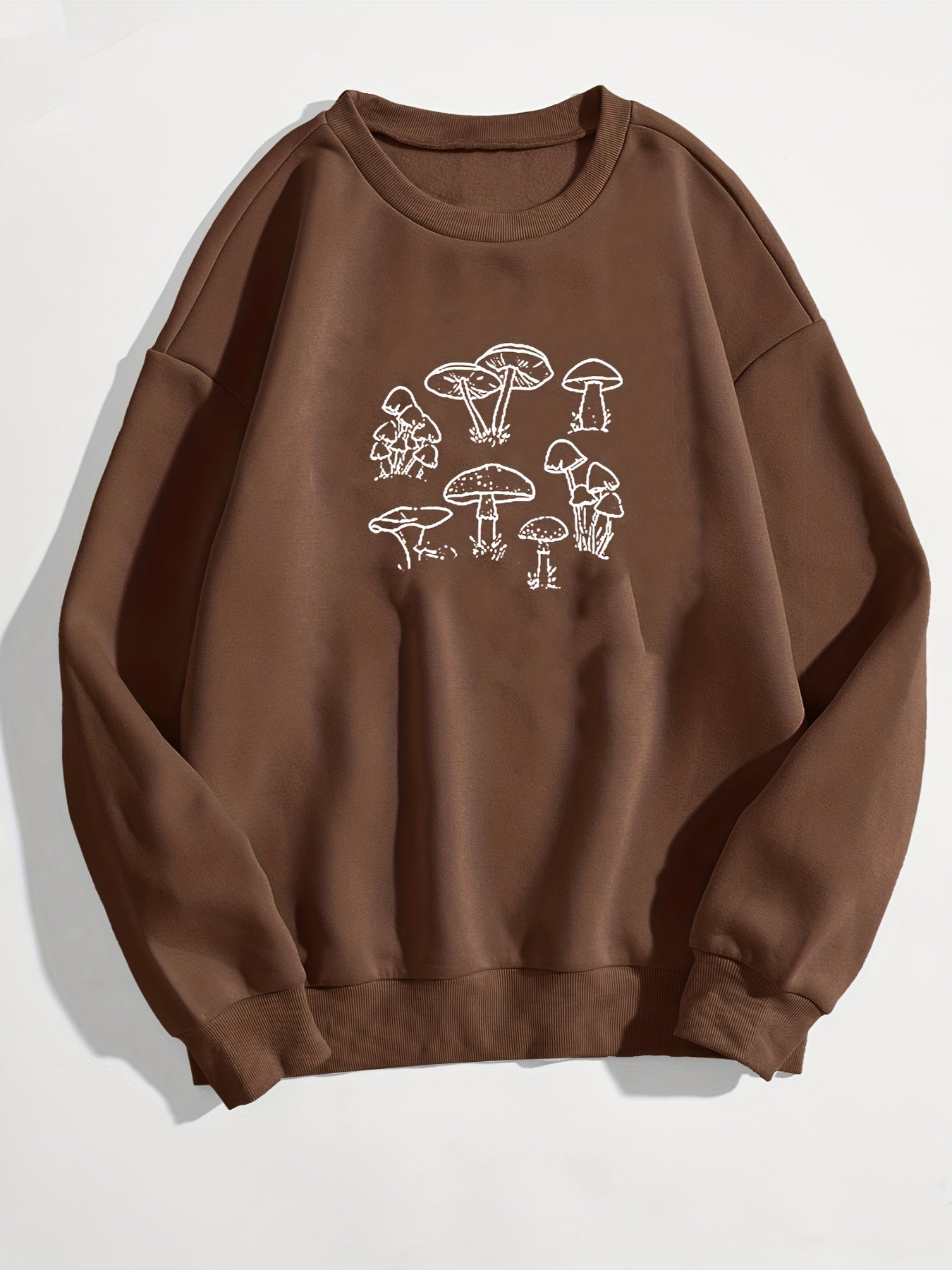 Mushroom Print Crew Neck Sweatshirt