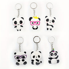 PVC Panda Keychain Cartoon Key Ring Women Bag Pendant Car Key Ring