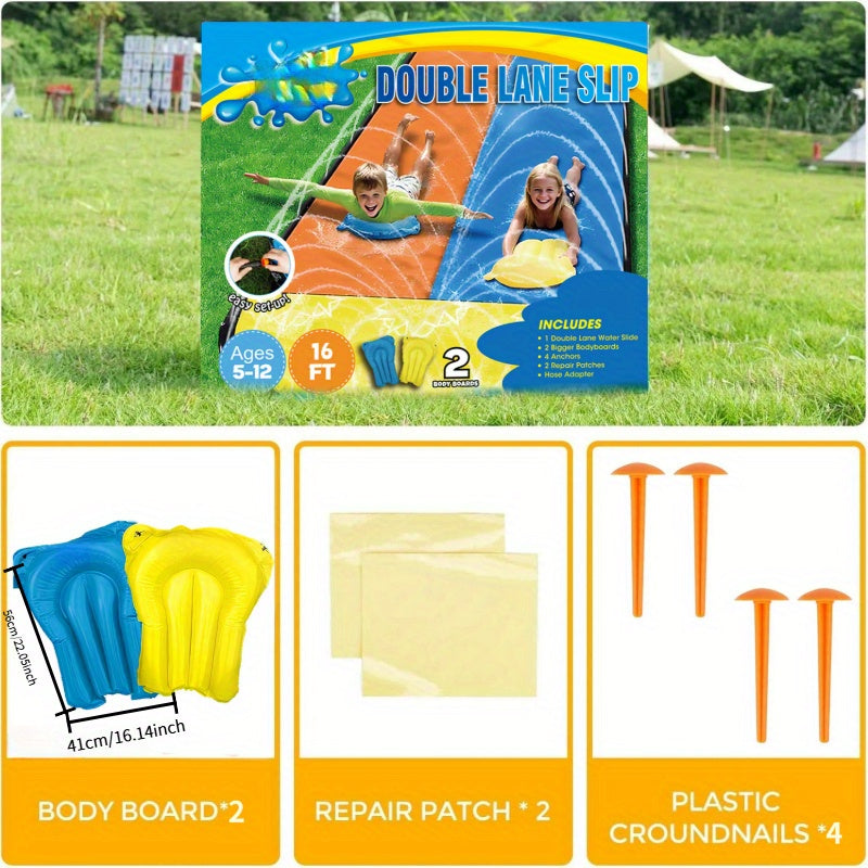 Water Slide with Lawn Splash Pad Sprinkler Mat for Teens