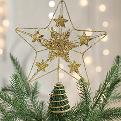 Christmas Tree Top Decoration Golden Hollow Powder Iron Art Star
