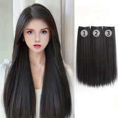 Long Straight Hair Pieces Synthetic Clip In Hair Extensions for Daily Use