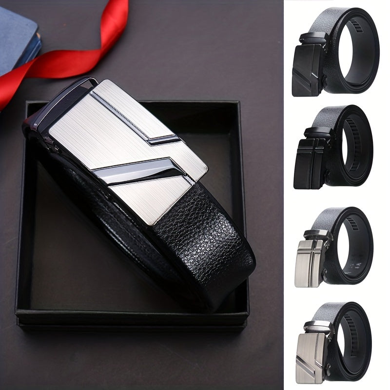 Men's Automatic Buckle Business Belt Square Buckle