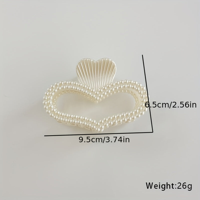 Faux Pearl Heart Hair Claw Clip Hair Pin Strong Hold Hair Accessories