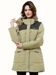 Women's Contrast Winter Down Jacket Thick Warm Sports Puff Coat