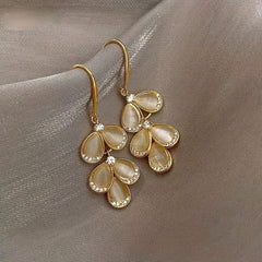 Opal Stone Petal Earrings Wedding Jewelry Accessories