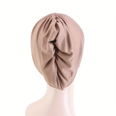 Faux Pearl Decor Turban Cap Solid Beanie Ruched Head Wrap