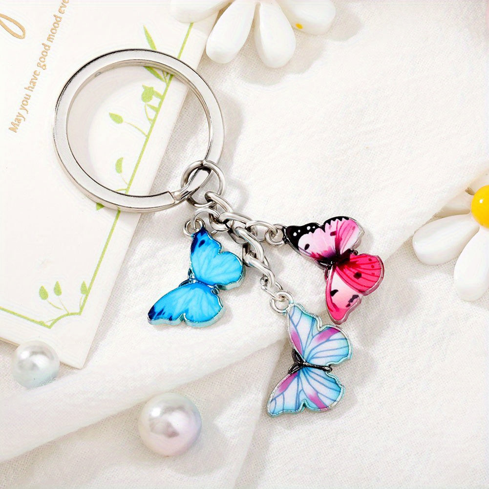 Boho Butterfly Keychain Animal Key Ring Purse Bag Charm Women Girls Gift