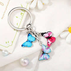 Boho Butterfly Keychain Animal Key Ring Purse Bag Charm Women Girls Gift