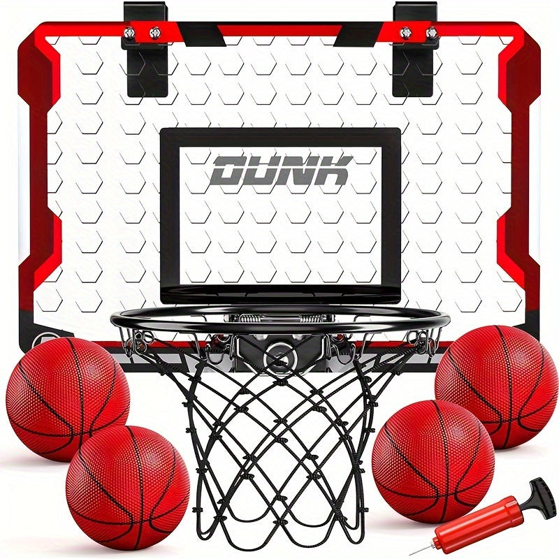 Indoor Basketball Hoop Set with 4 Balls, Complete Accessories