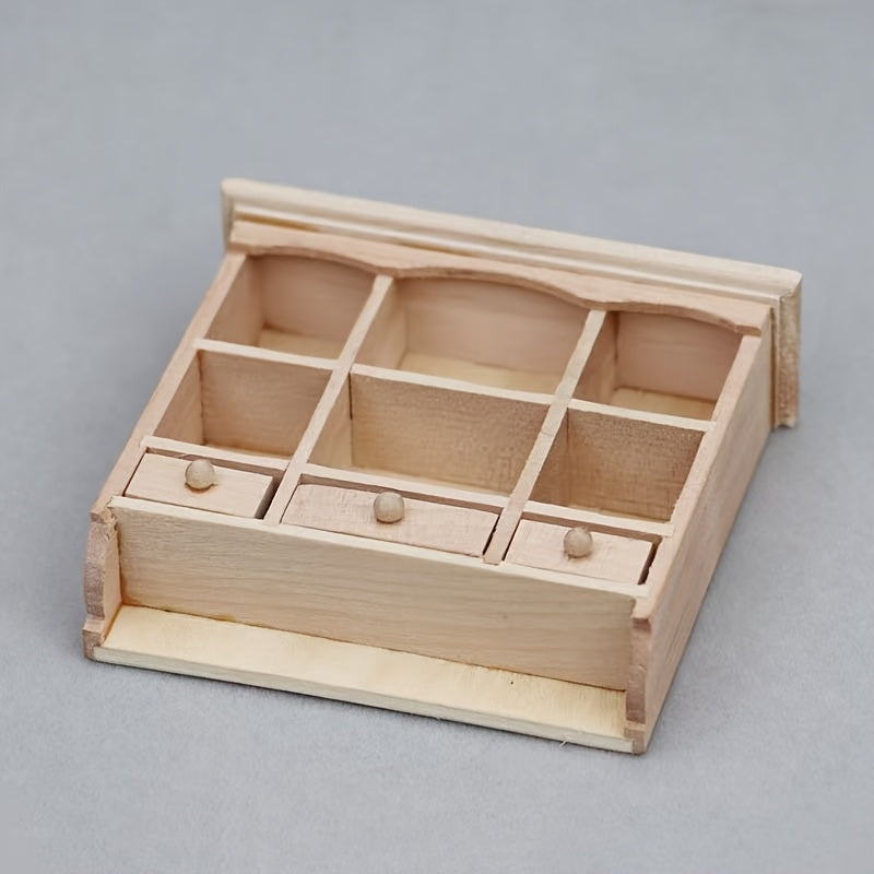 1:12 Scale Dollhouse Cabinet Unfinished Brown 3 Compartment Display Furniture
