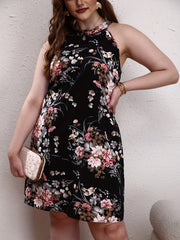 Floral Print Halter Neck Mini Summer Dress
