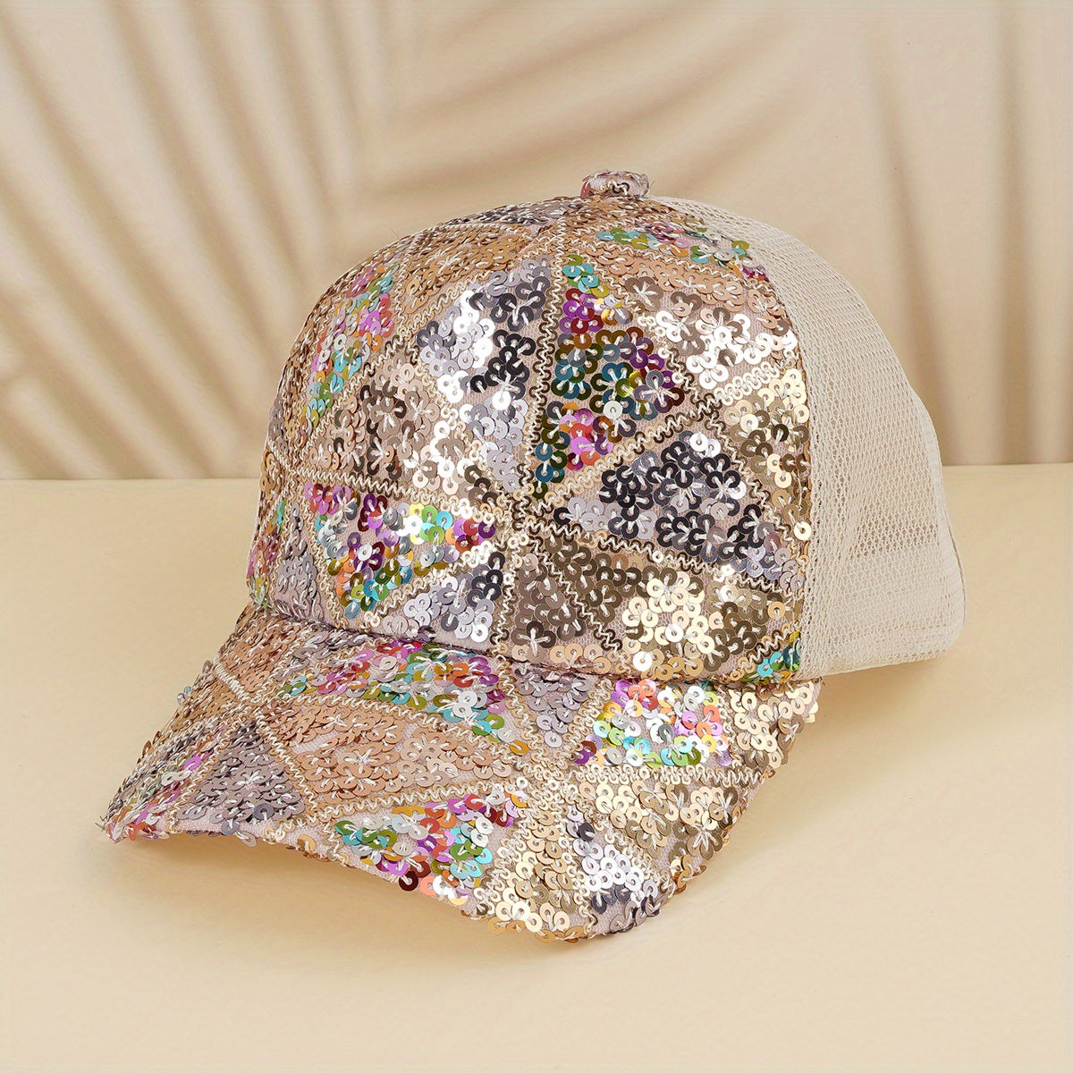 Sequins Block Baseball Cap Mesh Hip Hop Trucker Hat Sunshade Sports Hats