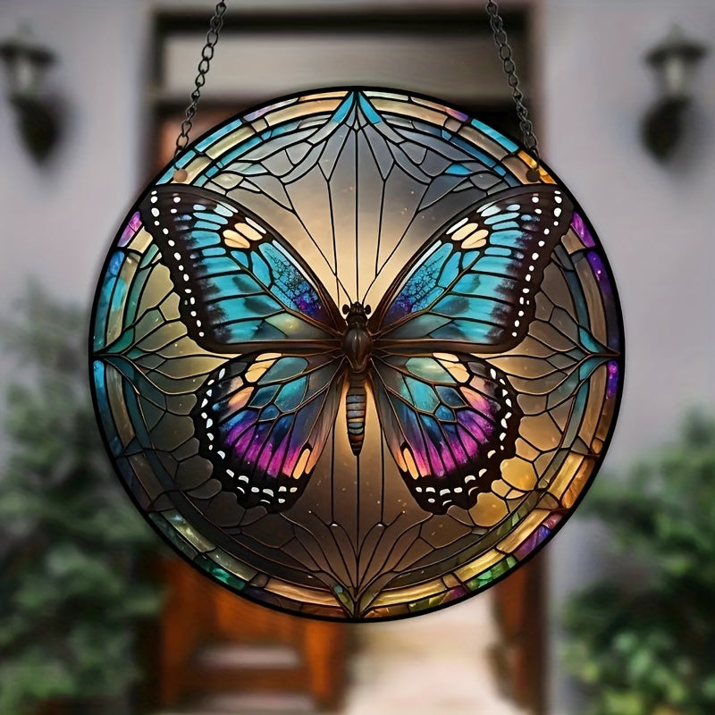 Plastic Butterfly Suncatcher Stained Glass Window Hanging